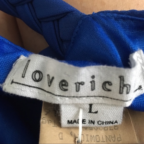 loverich cobalt blue, sleeveless romper, Large. - Picture 5 of 7